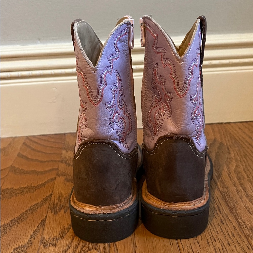 ROPER PINK AND BROWN LEATHER GIRLS WESTERN BOOTS SIZE 7 - Picture 5 of 10